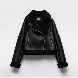 ZARA DOUBLE FACED FAUX LEATHER JACKET